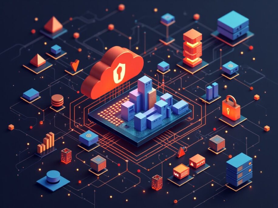 Illustration depicting FedRAMP's role in cloud security, showing key elements like compliance, authorization, and continuous monitoring for secure cloud services.